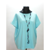 Bluza z krótkim rękawkiem typu KIMONO luźny fason - turkusowa